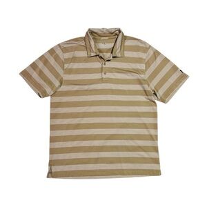 Under Armour Tan and Cream Golf Polo Shirt Classic Stripes
